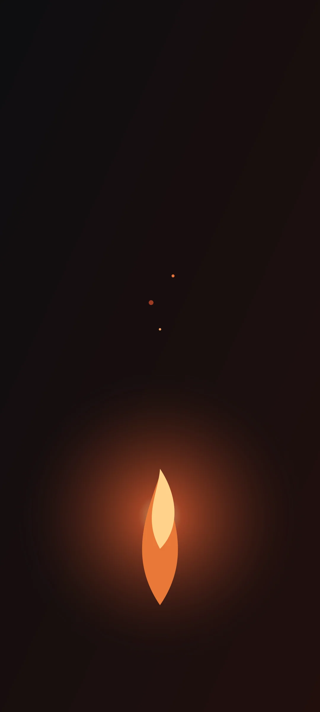 A single restrained ember flame on a charcoal mobile wallpaper